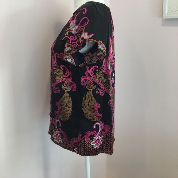 Vintage short sleeve Silk blousy top by Voom - size XS - Picture 2 of 4